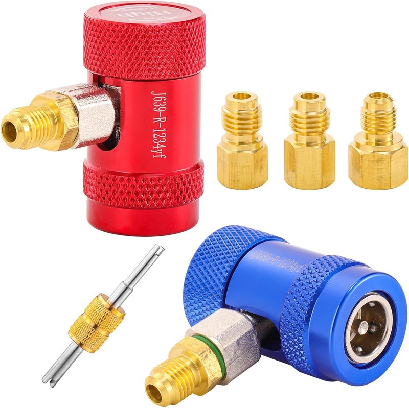 Tigbear R1234YF Quick Couplers, R1234YF Adapter Kit, High/Low Pressure Side R1234yf Manual Connector Kit for AC Charging - Image 1
